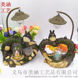 美涵廠家直銷 創意日式Zakka風龍貓小夜燈，精美樹脂工藝品，理想學生禮品